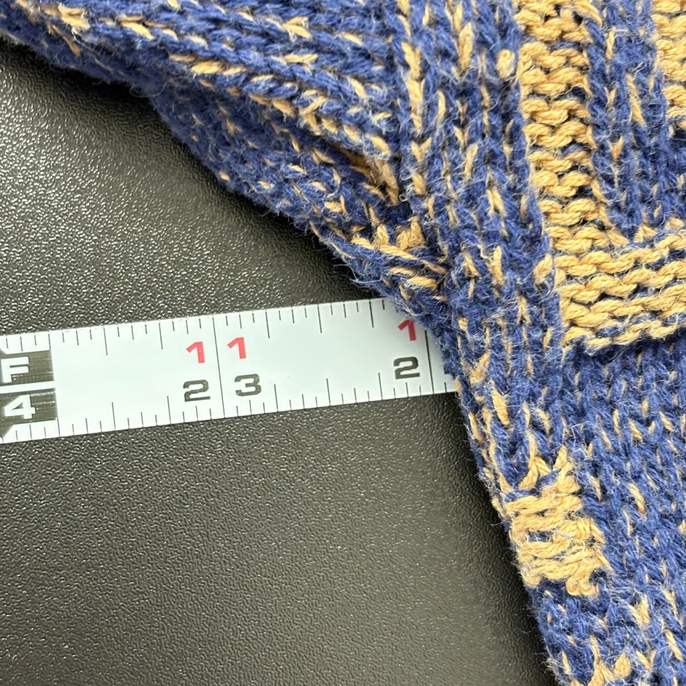 Christian Dior Mens Sweater Sz L Blue Tan Geometric Cotton Intarsia Knit Vintage - Picture 7 of 11